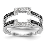 14k White Gold Black and White Diamond Ring Guard DWB-24343