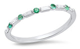 10k White Gold Emerald and Diamond Wedding Band DWB-24433