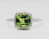 14k White Gold Peridot and Diamond Ring   DCR-24600