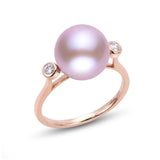 14k Rose Gold Fresh Water Windsor Pink Pearl and Diamond Ring  DCR-24626