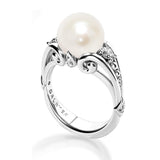 14k White Gold Fresh Water Pearl & Diamond Momento Ring   DCR-24627