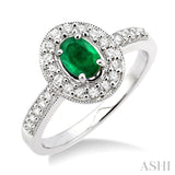 14k White Gold Oval Emerald and Diamond Ring DCR-24635