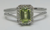 14k White Gold Peridot and Diamond Ring   DCR-24606