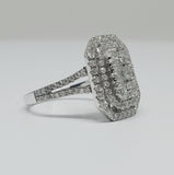 14k White Gold Double Halo Diamond Cluster Fashion Ring - DFR-25963