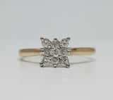 14k Yellow Gold .25 CTW Square Diamond Cluster Engagement Ring DFR-25985