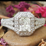 14k White Gold 1.44 CTW Radiant Cut Diamond Engagement Ring DSR-23556
