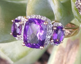10k Rose Gold Three Stone Amethyst Gemstone Ring   DCR-24491