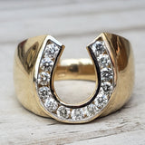 14k Yellow Gold Diamond Horse Shoe Ring  DGR-23283
