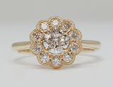 14k Yellow Gold .81 CTW Round Diamond Flower Halo Engagement Ring - DSR-23596