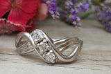 14k White Gold Three Diamond Swirl Fashion Ring - DFR-25796