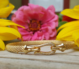14k Yellow Gold Diamond Panther Hook Bangle Bracelet   DBR-23109