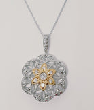 10k Yellow and White Gold Diamond Filigree Pendant -  DPD-26664