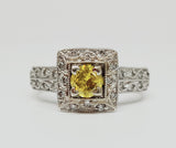 14k White Gold .76 CTW Yellow Diamond Engagement Ring - DSR-23316