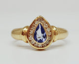 14k Yellow Gold Pear Shaped Tanzanite and Diamond Ring   DCR-24342