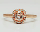 14k Rose Gold Morganite and Diamond Ring   DCR-24507