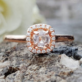 14k Rose Gold Morganite and Diamond Ring   DCR-24507