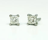 14k White Gold .25 CTW Princess Diamond Stud Earrings DER-25568