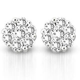 14k White Gold Diamond Cluster Stud Earrings DER-25582