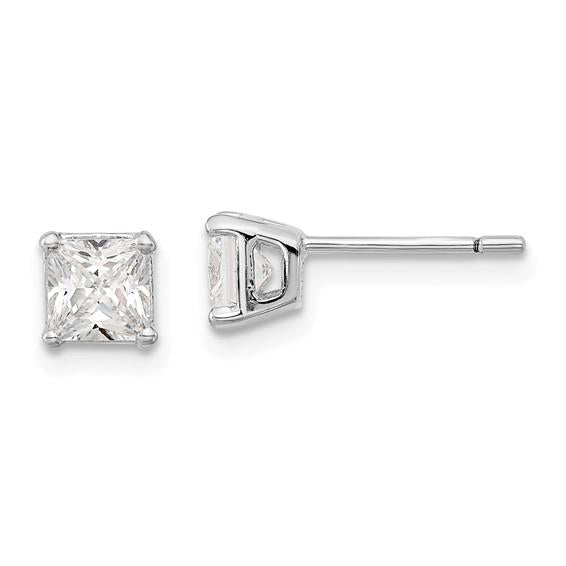 14k White Gold .50 CTW Princess Cut Diamond Stud Earrings DER-25617
