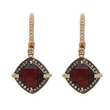 14k Yellow Gold Garnet and Diamond Dangle Earrings - DER-25671