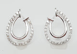 14k White Gold Diamond Double Horse Shoe Earrings - DER-25807