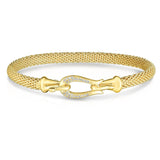 14k Yellow Gold Diamond Panther Hook Bangle Bracelet   DBR-23109