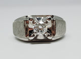 14k White Gold Diamond Solitaire Mens Ring   DEJ-24252