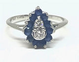 14k White Gold Sapphire and Diamond Pear Cluster Ring DEJ-24323