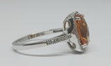 14k White Gold Cushion Cut Citrine and Diamond Ring DCR-24546