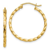 14k Yellow Gold Round Twist Hoop Earrings GER-23428