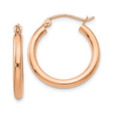 14k Rose Gold Round Tube Hoop Earrings GER-23478
