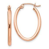 14k Rose Gold Oval Tube Hoop Earrings GER-23480