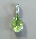 14k White Gold Pear Cut Peridot Pendant GPD-19868