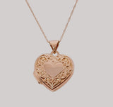 10k Rose Gold Heart Scroll Locket Pendant - GPD-19940