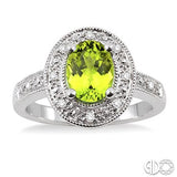 Sterling Silver Peridot and Diamond Ring SDM-11179