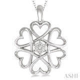 Sterling Silver 6 Heart Pendant with Diamond - SDM-11096