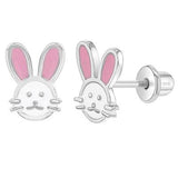 Sterling Silver Pink Rabbit Earrings  SSJ-11838