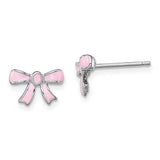 Sterling Silver Pink Bow Earrings   SSJ-12262