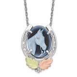 Black Hills Gold & Sterling Silver Horse Head Cameo Pendant   SSJ-12782