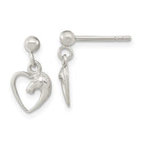 Sterling Silver Open Heart Horse Earrings SSJ-12676