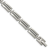 Stainless Steel 8.75 in. Brushed Link Men's Bracelet SSJ-12317
