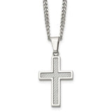 Chisel Stainless Steel Gray Carbon Fiber Cross Pendant SSJ-12702