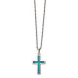 Chisel Stainless Steel Created Opal Cross Pendant SSJ-12703