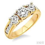 1 1/2 Ctw Nine Stone Round Cut Diamond Engagement Ring in 14K Yellow Gold