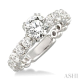 1 3/4 Ctw Diamond Engagement Ring with 3/4 Ct Round Cut Center Stone in 14K White Gold