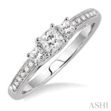 3/8 Ctw Diamond Engagement Ring with 1/5 Ct Princess Cut Center Stone in 14K White Gold