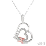 1/50 Ctw Round Cut Diamond Heart Pendant in Sterling Silver with Chain