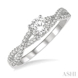 3/8 Ctw Diamond Engagement Ring with 1/4 Ct Round Cut Center Stone in 14K White Gold
