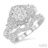 3/4 Ctw Diamond Lovebright Wedding Set with 5/8 Ctw Engagement Ring and 1/6 Ctw Wedding Band in 14K White Gold