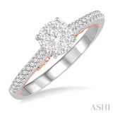 1/3 Ctw Round Diamond Lovebright Vintage Solitaire Style Engagement Ring in 14K White and Rose Gold